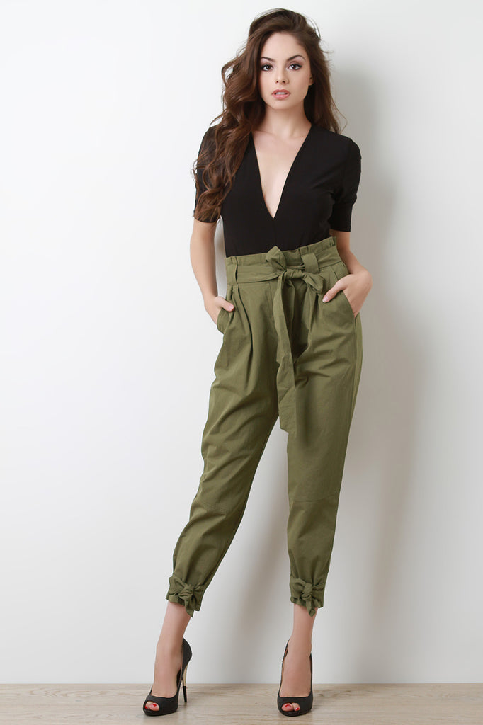 Cinched Bow-Tie High Waisted Pants – Rich Girl's Closet