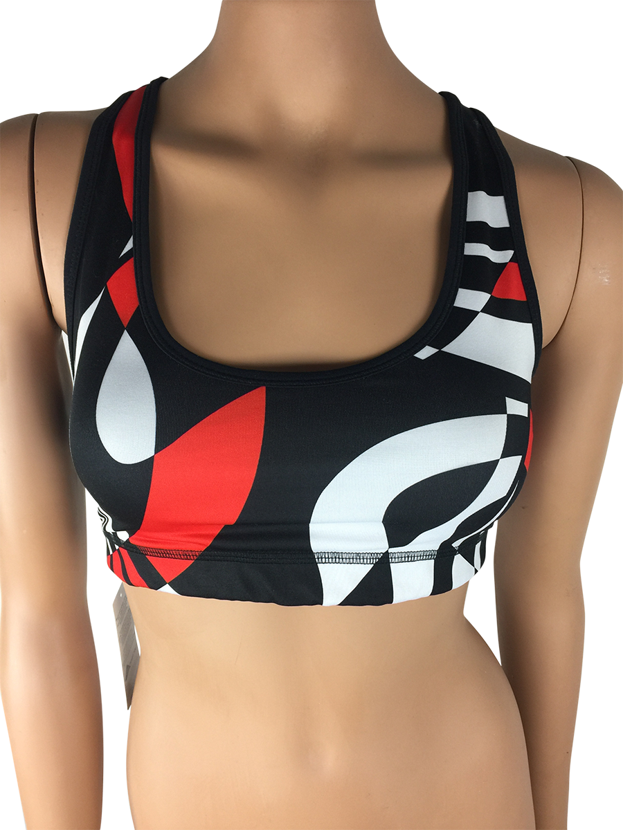 red and black sports bra