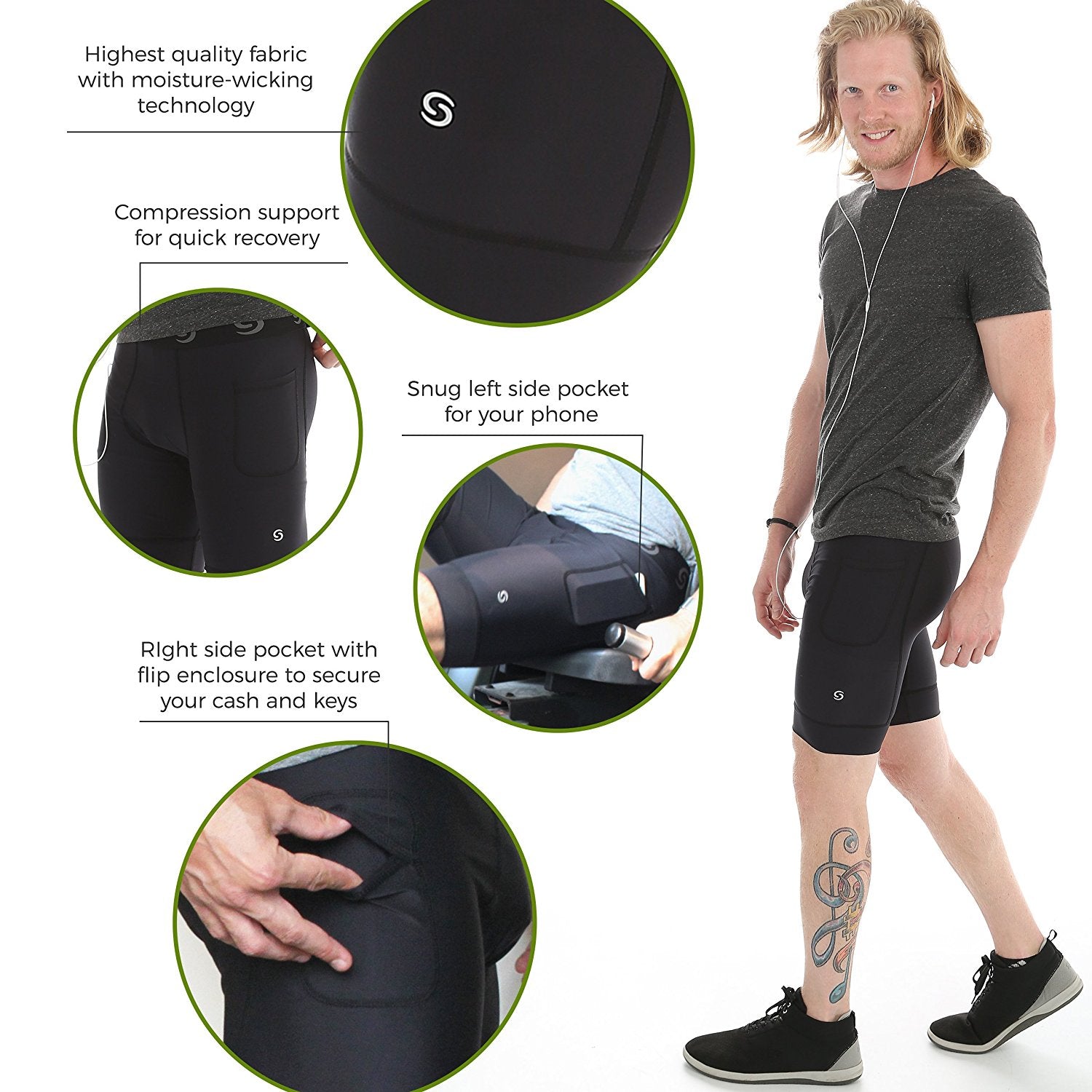 MEN'S COMPRESSION SHORTS with Side Pockets