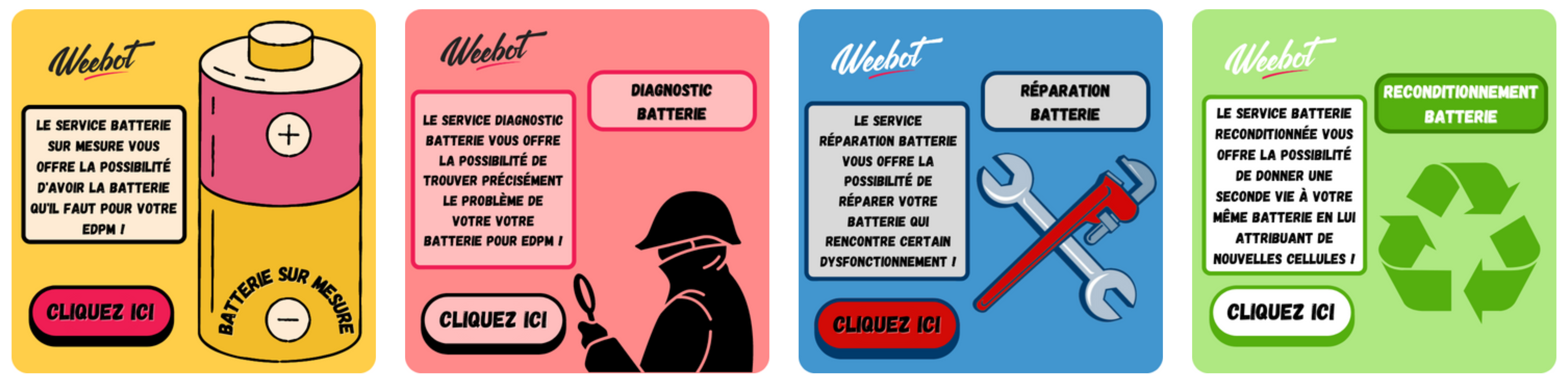 Service personnalisé Weebot Batterie Interne 