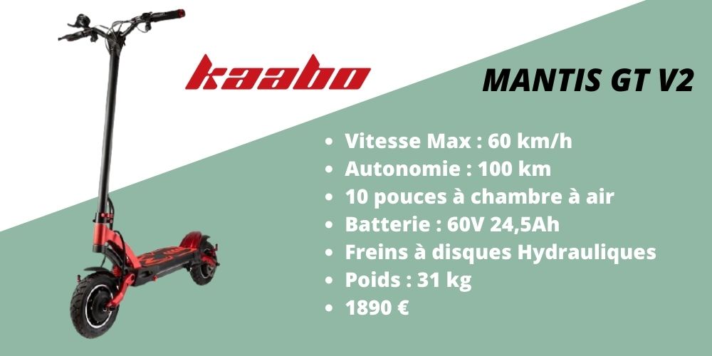 caractéristiques trottinette électrique kaabo mantis gt v2 rouge