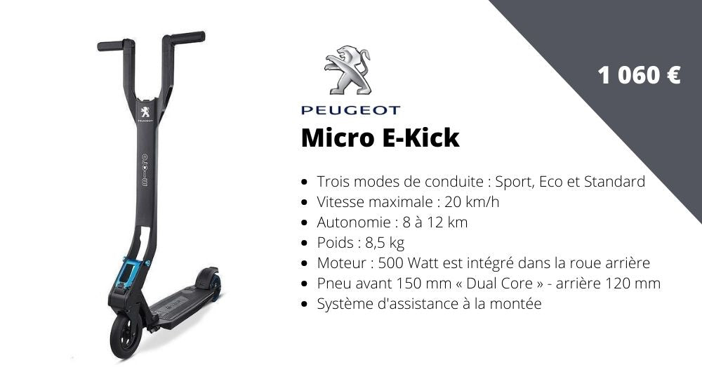 caracteristiques trottinette electrique peugeot micro e-kick