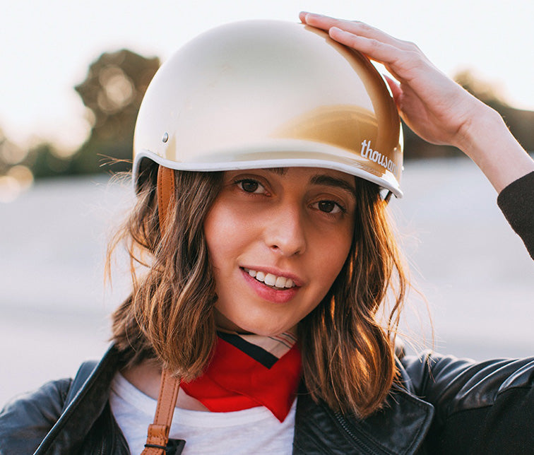 women's thousand metallics gold rose helmet