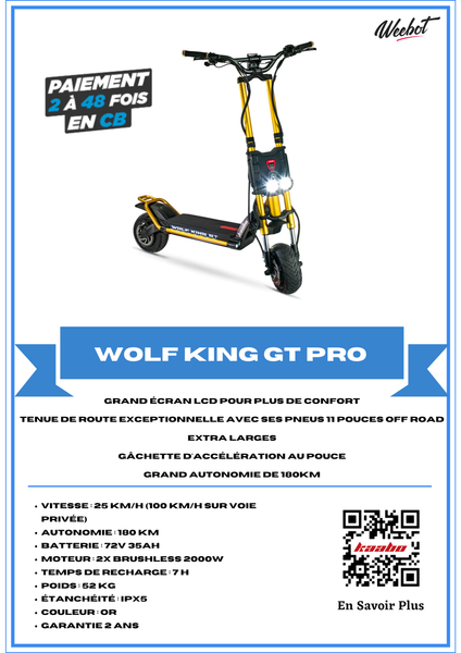 Trottinette électrique Kaabo Wolf King GT Pro Fiche technique