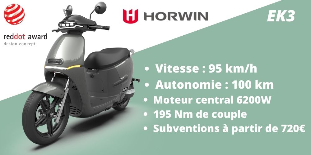 scooter électrique horwin ek3 gris 125 cm3