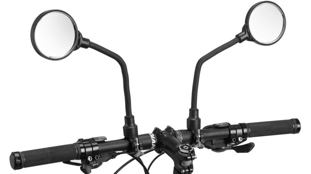 Rétroviseur vélo GENERIQUE Retroviseurs x2 pour velo metal miroir cycliste  guidon vtt rotatif reglable universel (noir)