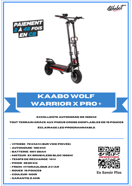 Trottinette électrique Kaabo Wolf Warrior X Pro+ fiche technique