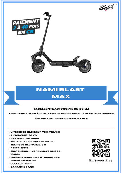 Trottinette électrique Nami Blast Max fiche technique pas cher