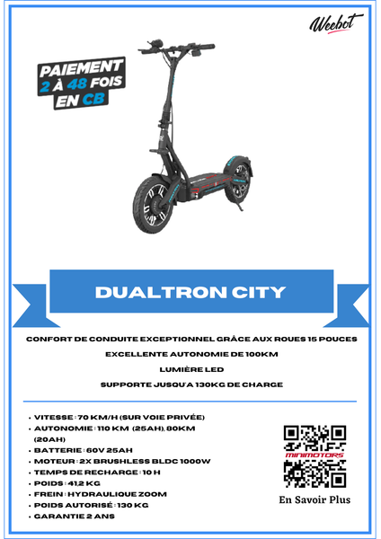 Trottinette électrique Dualtron City minimotors fiche technique
