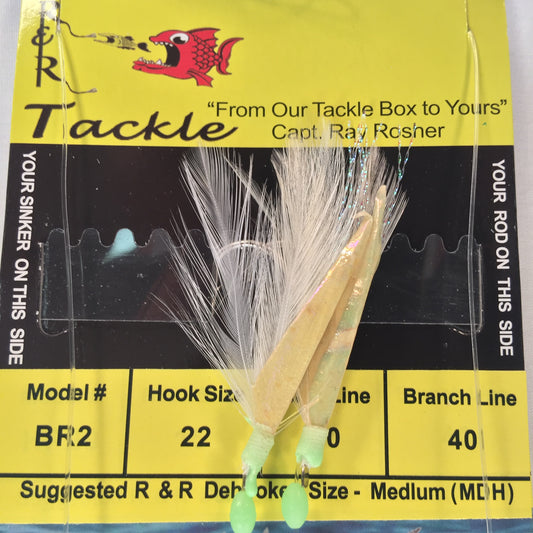 HT16 Bait Rig - 6 (size 16) hooks with white feather & fish skin – R&R  Tackle Co.