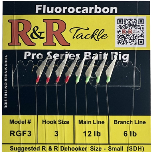 SHF Pro Series Fluorocarbon bait rig - 8 hooks with shrimp body & green head