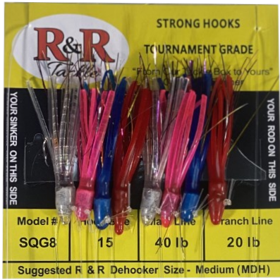 R&R Tackle Fluoro 8 HK Fish Skin Sabiki Rig Red Head Size 5 | Chaos Fishing