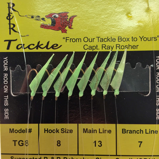 SHF Pro Series Fluorocarbon bait rig - 8 hooks with shrimp body & gree –  R&R Tackle Co.
