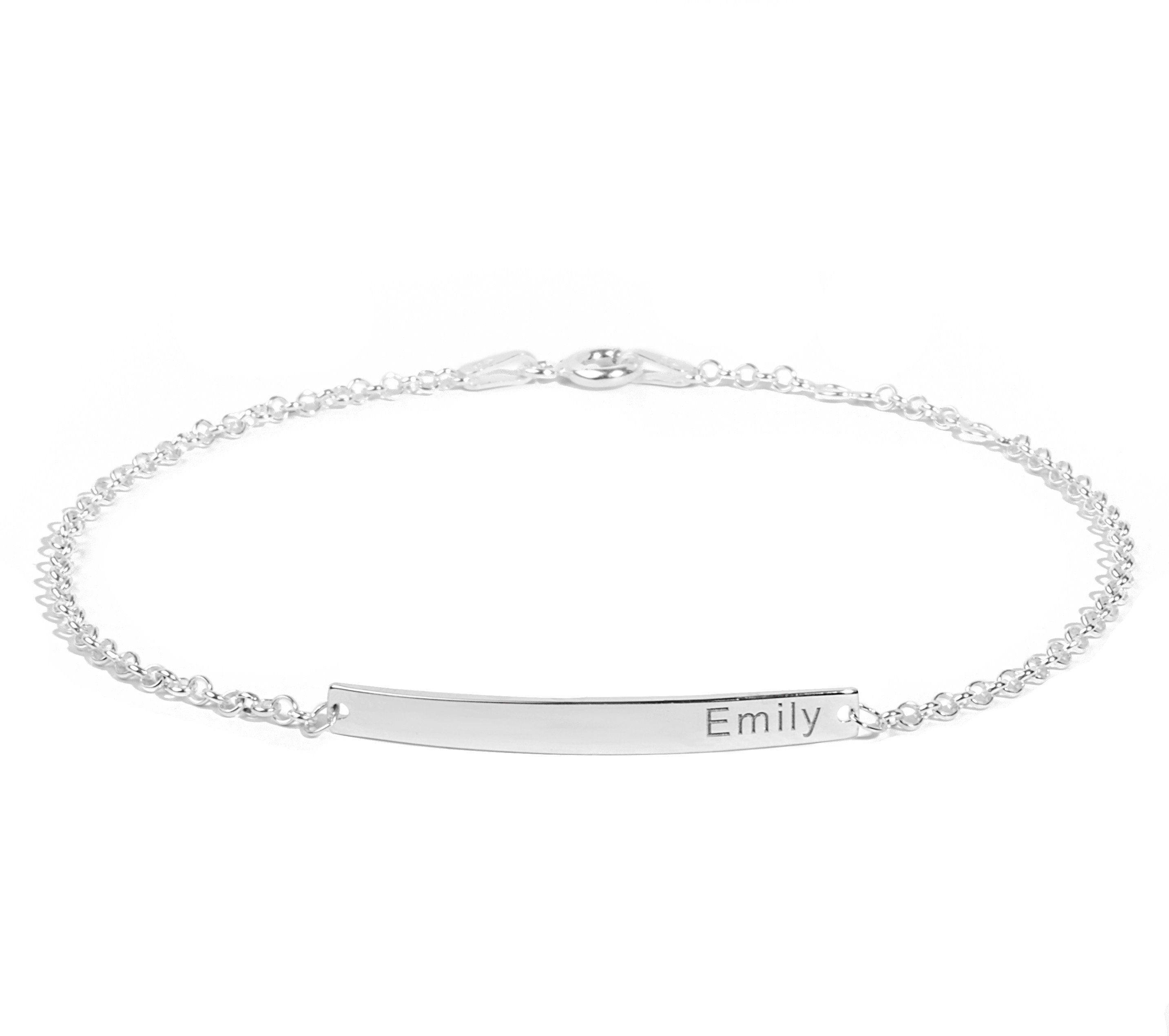 ID Bracelet thin with name engraved - STERLING SILVER 925