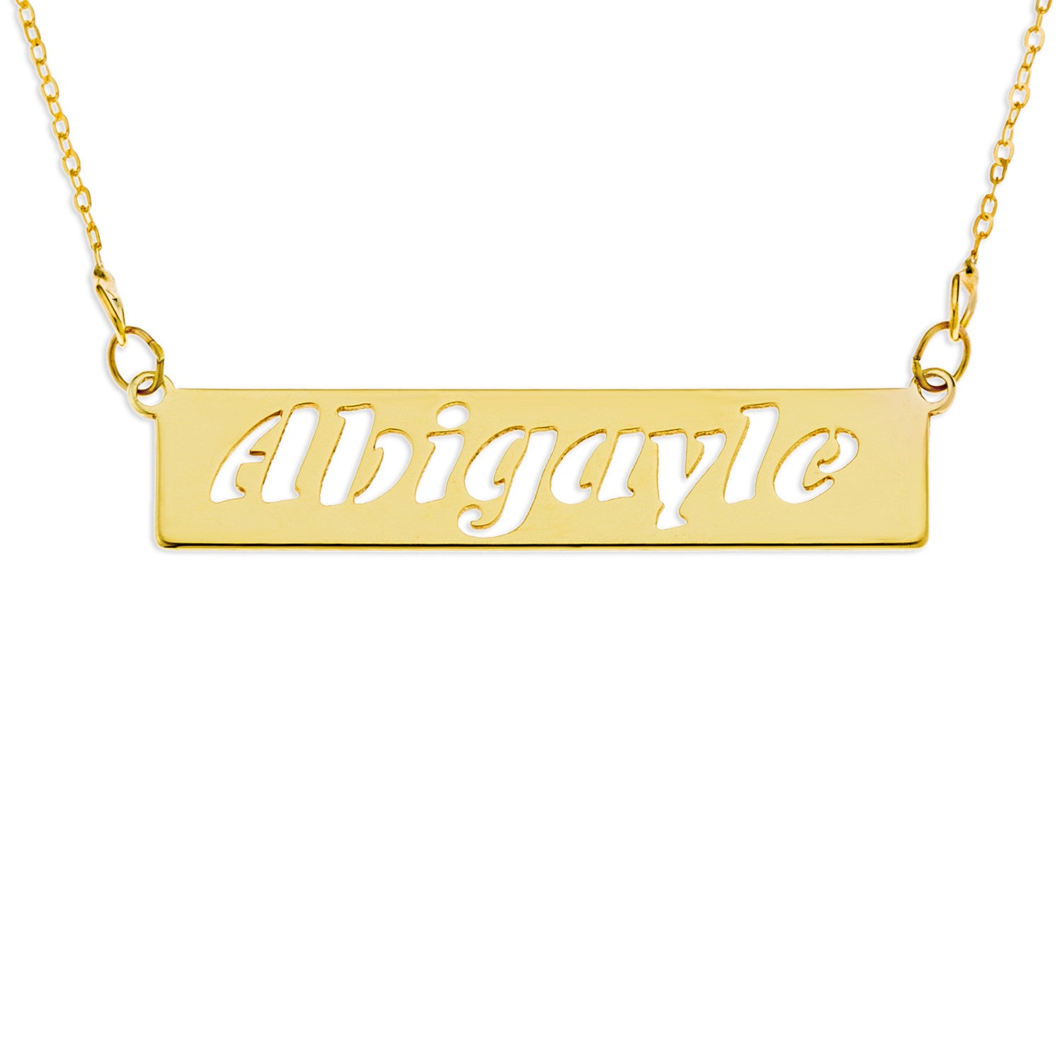 HORIZONTAL BAR CUT OUT NAME NECKLACE - GOLD