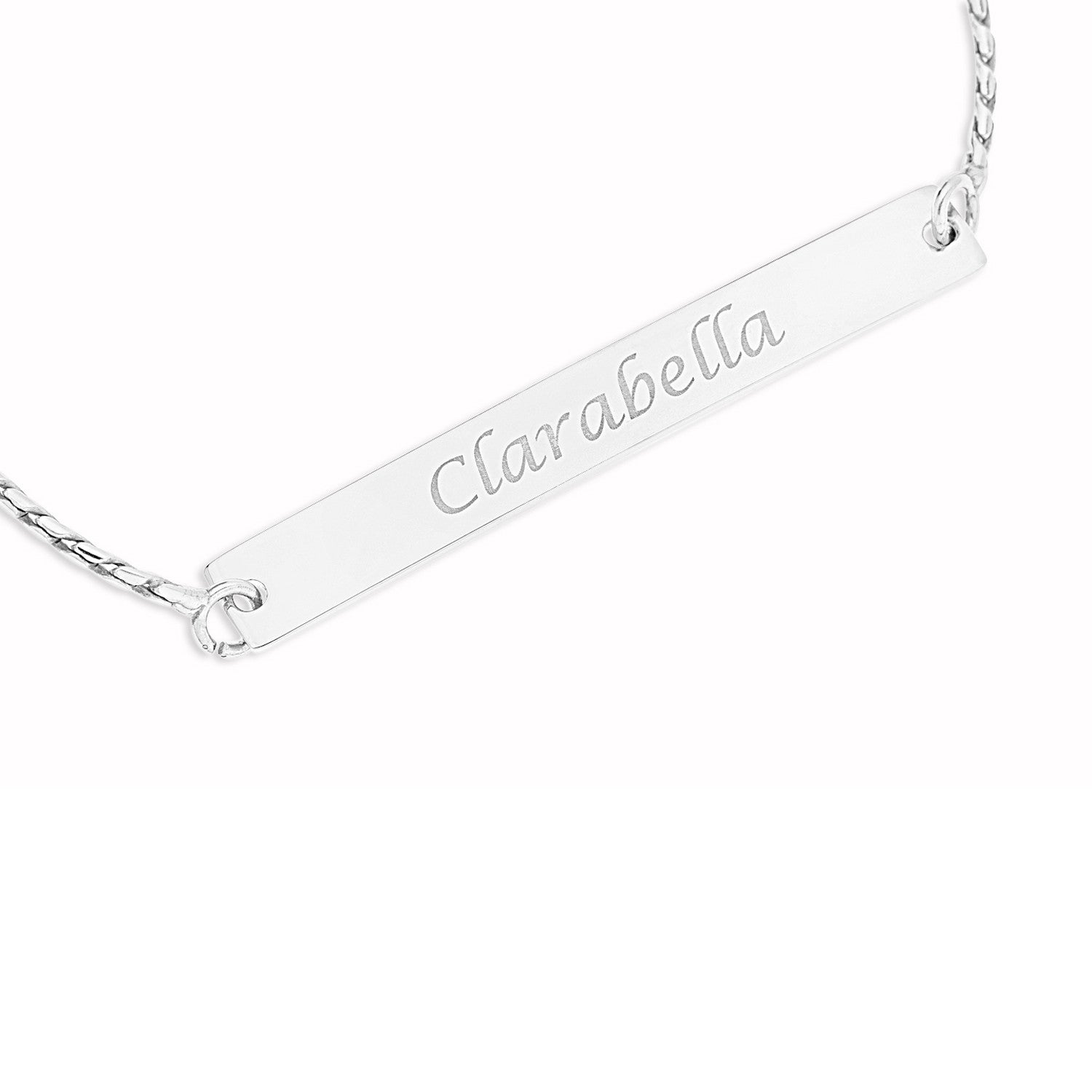 NAME BAR ON ADJUSTABLE SLIDER BRACELET - STERLING SILVER