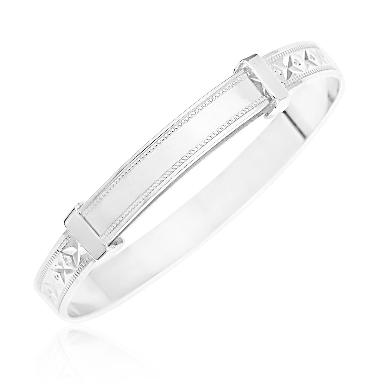 Baby's Bangles Expandable with Diamond Cut- STERLING SILVER