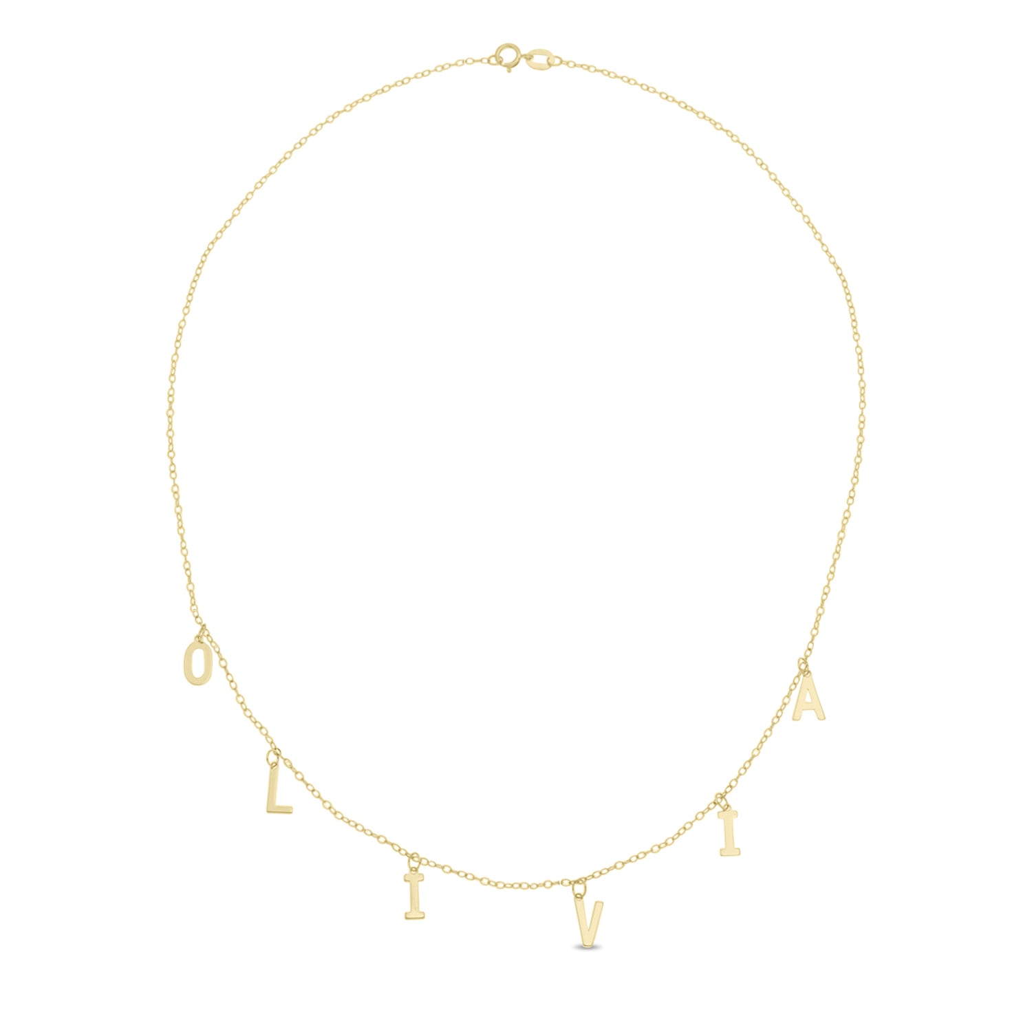 Letter Charm Name Choker / Necklace in 10k Gold