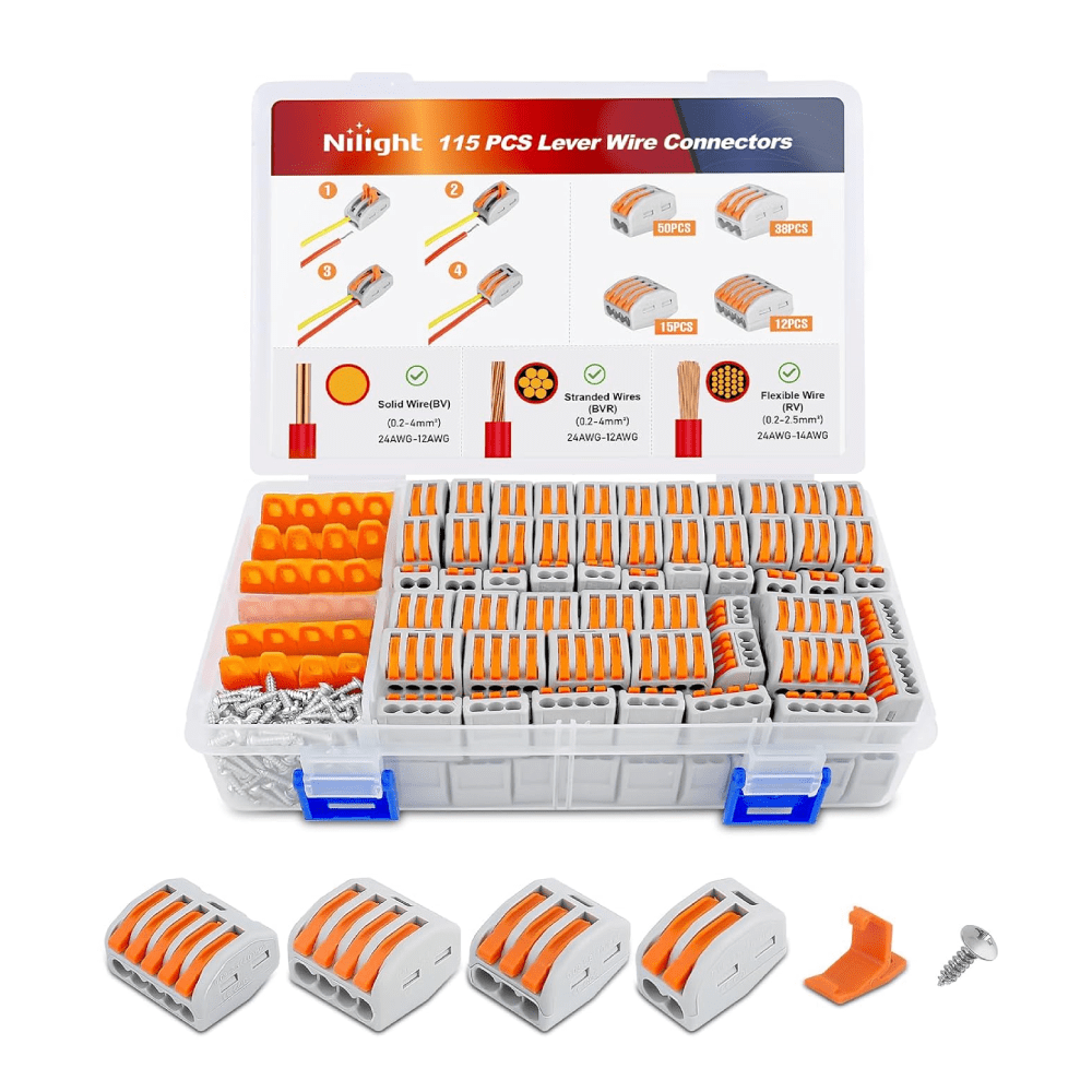 115Pcs Lever Wire Connectors Kit Nilight