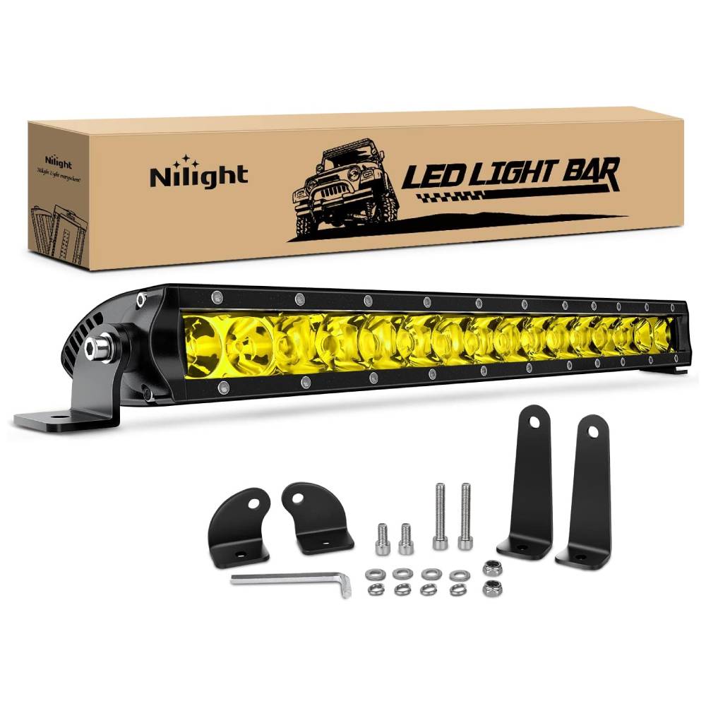 17" 80W 8000LM Amber Slim Spot/Flood Led Light Bar | 2 Style Mounts Nilight