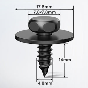 25 Pcs Head 7.8mm Hole 4.8mm Engine Shields Splash Guard Bumper Hex Head Sems Screws 07-14-7-129-160 For BMW 128i 135i 228i 228iX 230i 525i 525xi 528i 528xi size