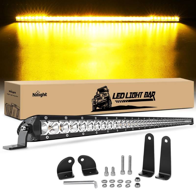 41" 200W 11800LM Amber Slim Spot/Flood Led Light Bar | 2 Style Mounts Nilight