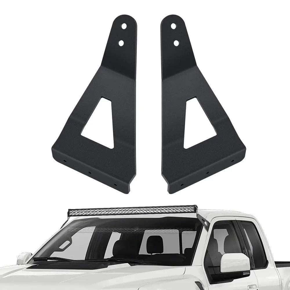 Mounting Accessory 52” Curved Light Bar Bracket at Upper Windshield Roof Cab for 2004-2018 Ford F150 & SVT Raptor (Pair)