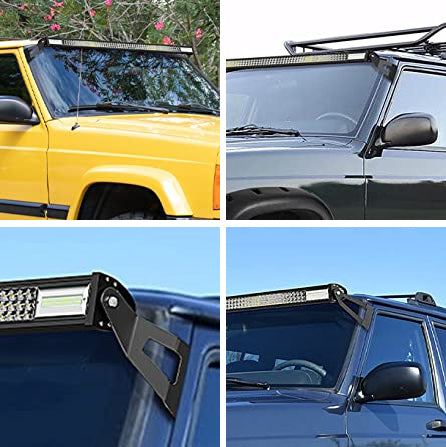 JCR Offroad XJLM50-PC Low Profile 50 LED Bar Mounts in Black for 84-01  Jeep Cherokee XJ