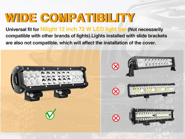 Nilight 2Pcs 12 inch Black Light Bar Cover