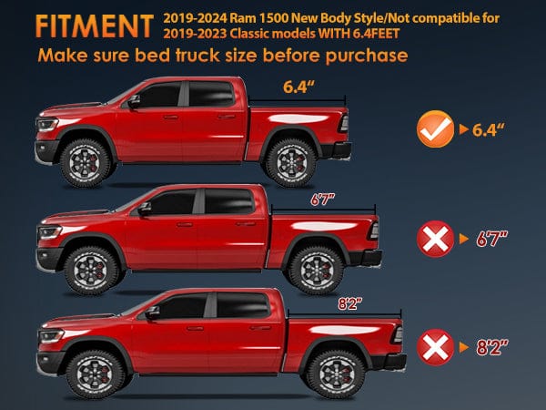 Ram 1500 2019-2024 New Body Style For 6.4ft Truck Bed Tonneau Cover Nilight