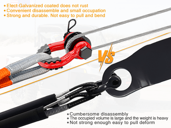 3/4 inch D-Ring Shackle with Towing Pulley Red (Pair) Nilight