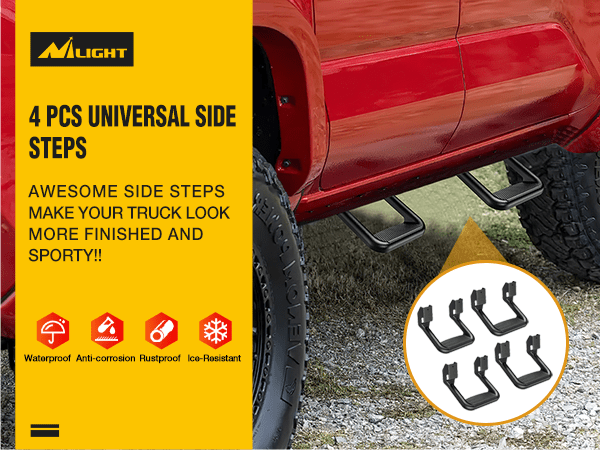 Universal Side Step Slip-Proof Aluminum Nerf Bars For Chevy Ford Toyota GMC Dodge RAM Truck 4PCS