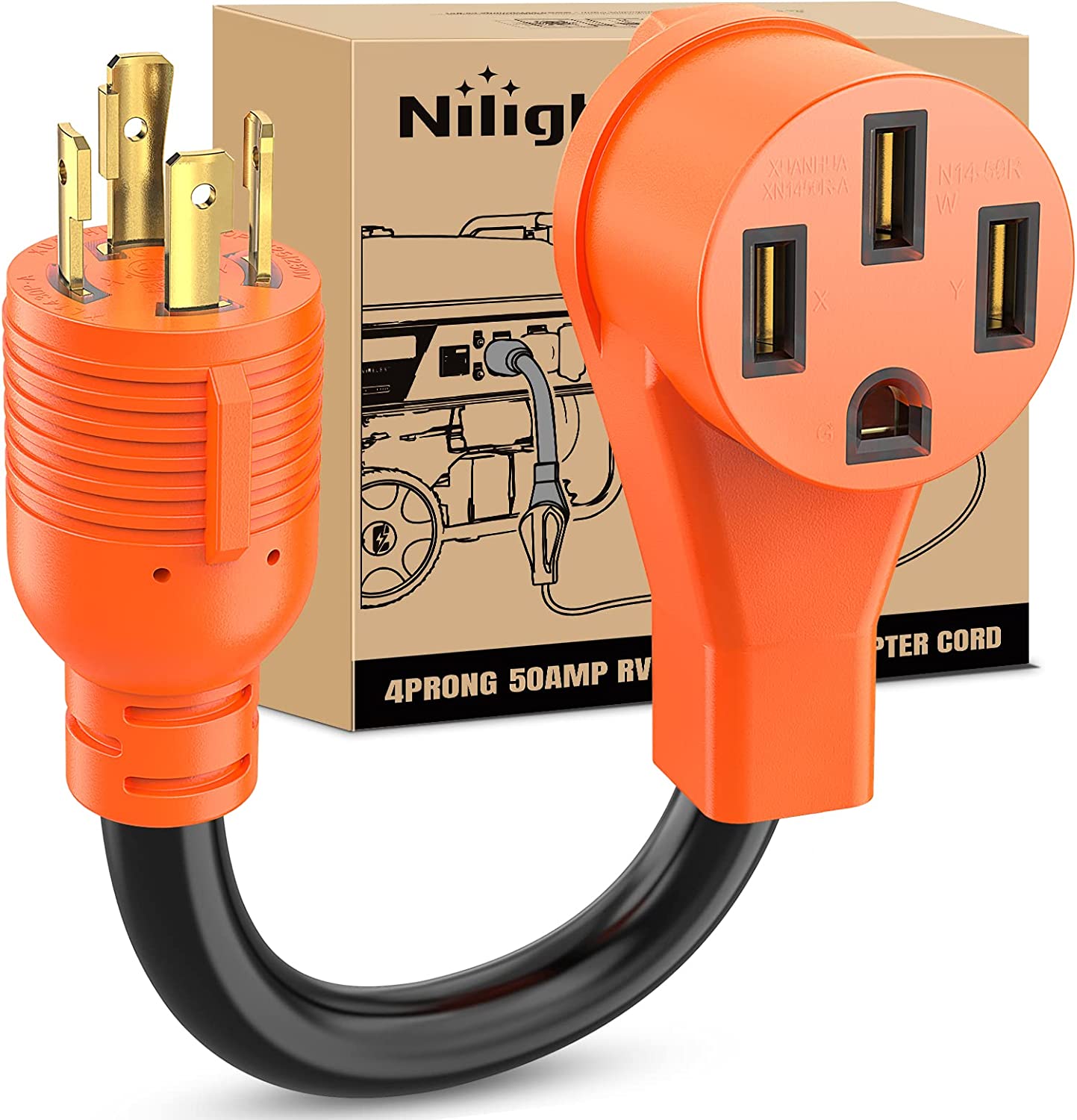 4Prong 30AMP to 50AMP RV Generator Adapter Cord Nilight