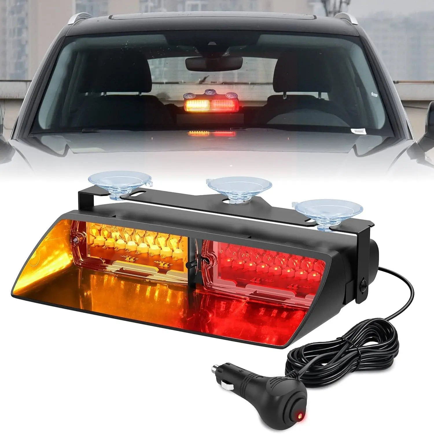 led strobe light 8" 16 Leds Windshield Hazard Amber Red Strobe Light