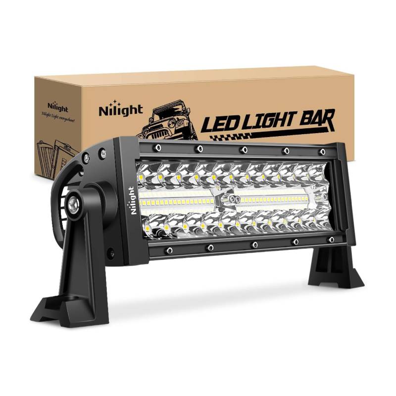 9.5" 192W Triple Row 64LEDs Spot/Flood LED Light Bar Nilight