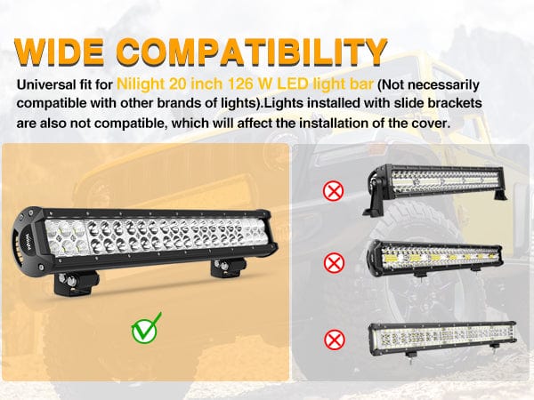 Nilight 20 inch Amber Yellow Light Bar Cover