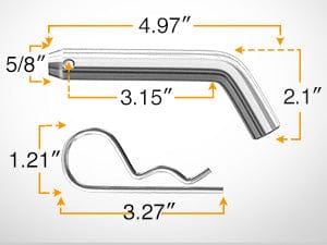 Trailer Hitch Ball Mount with 5/8" Hitch Pin Clip Fits 2 Inch Receiver Size