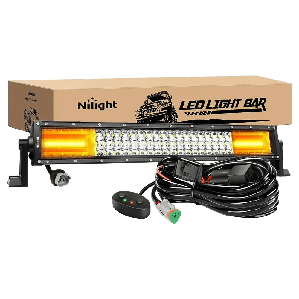 Light Bar Wiring Kit 22" 270W 13500LM Triple Row Amber White Spot/Flood LED Light Bar | 16AWG DT Wire