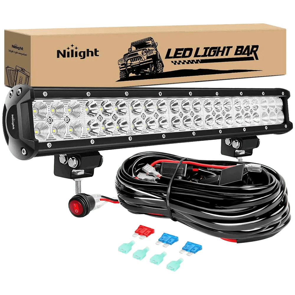 LED Light Bar 20" 126W Double Row Spot/Flood Led Light Bars | 16AWG Wire 3Pin Switch