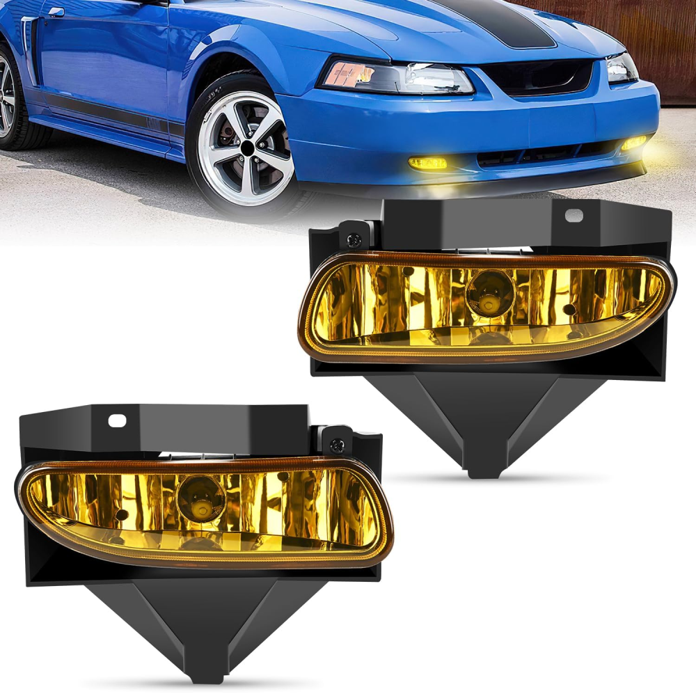 1999-2004 Ford Mustang Fog Lights Assembly Amber Lens 880 27W Bulbs Nilight