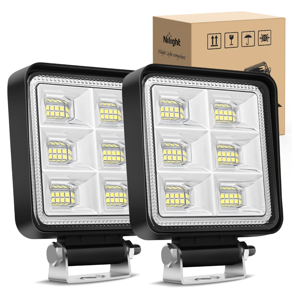 4" 48LED Square Flood LED Pod Lights (Pair) Nilight