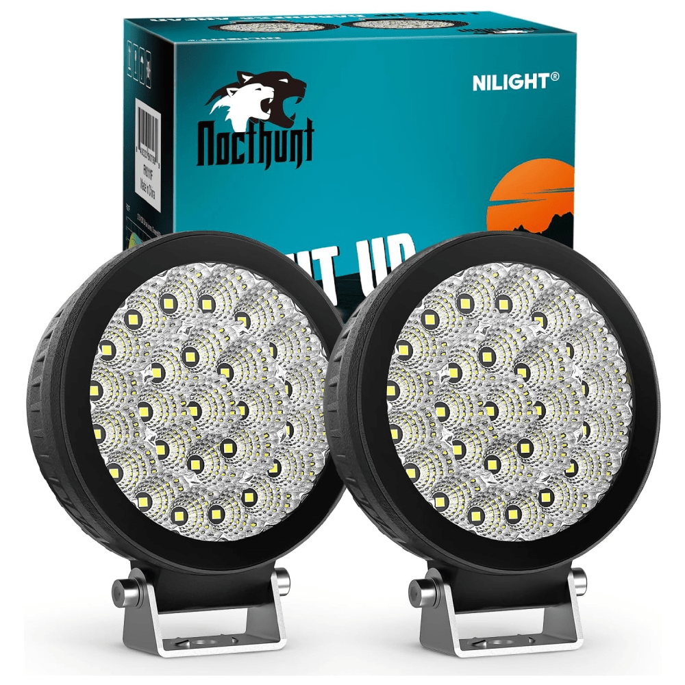 4.3" 25LED Round Flood Built-in EMC LED Pod Lights (Pair) Nilight