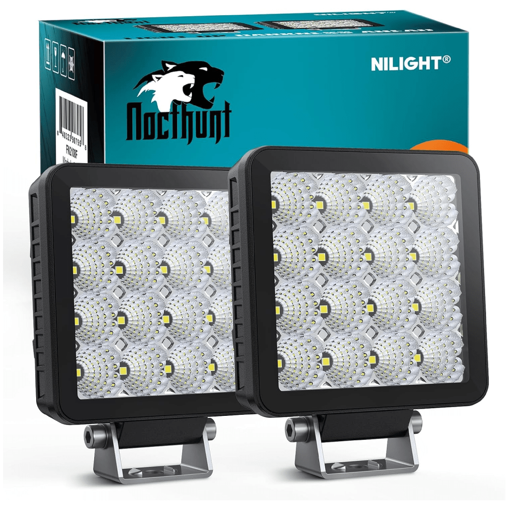 4" 16LED Square Flood Built-in EMC LED Pod Lights (Pair) Nilight