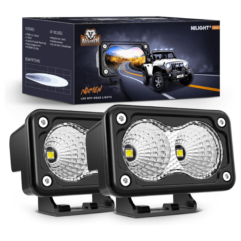 3" 20W 1160LM Flood Built-in EMC LED Work Lights (Pair) Nilight