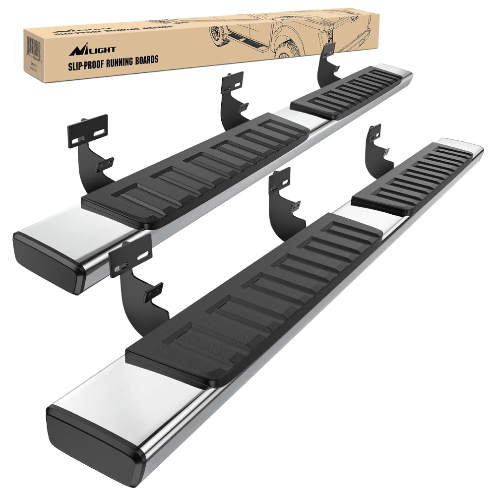 2009-2018 Dodge Ram 1500 Crew Cab 2019-2024 Dodge Ram 1500 Classic 2010-2024 Dodge Ram 2500 3500 6 Inch Slip-Proof Stainless Steel Side Step Nerf Bars Nilight