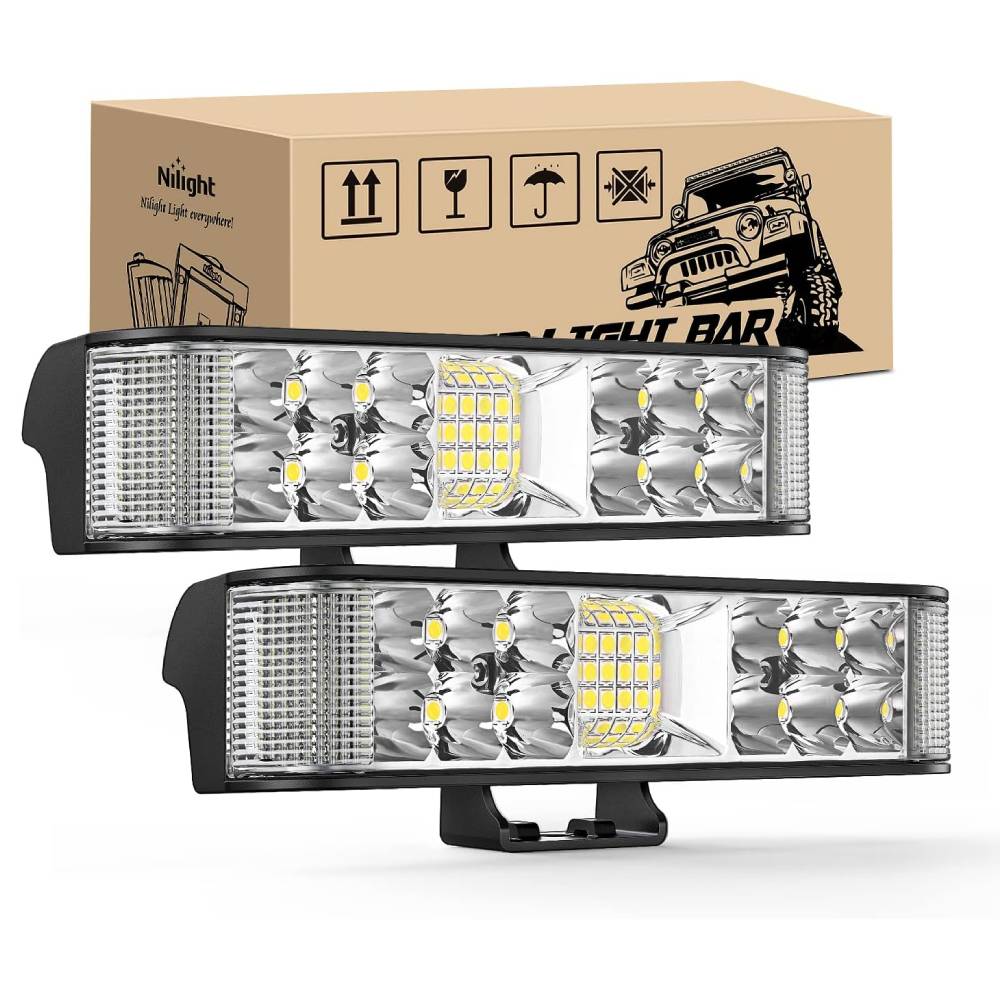 6.5" 60W Side Shooter Quadruple Row Spot/Flood LED Light Bars (Pair) Nilight