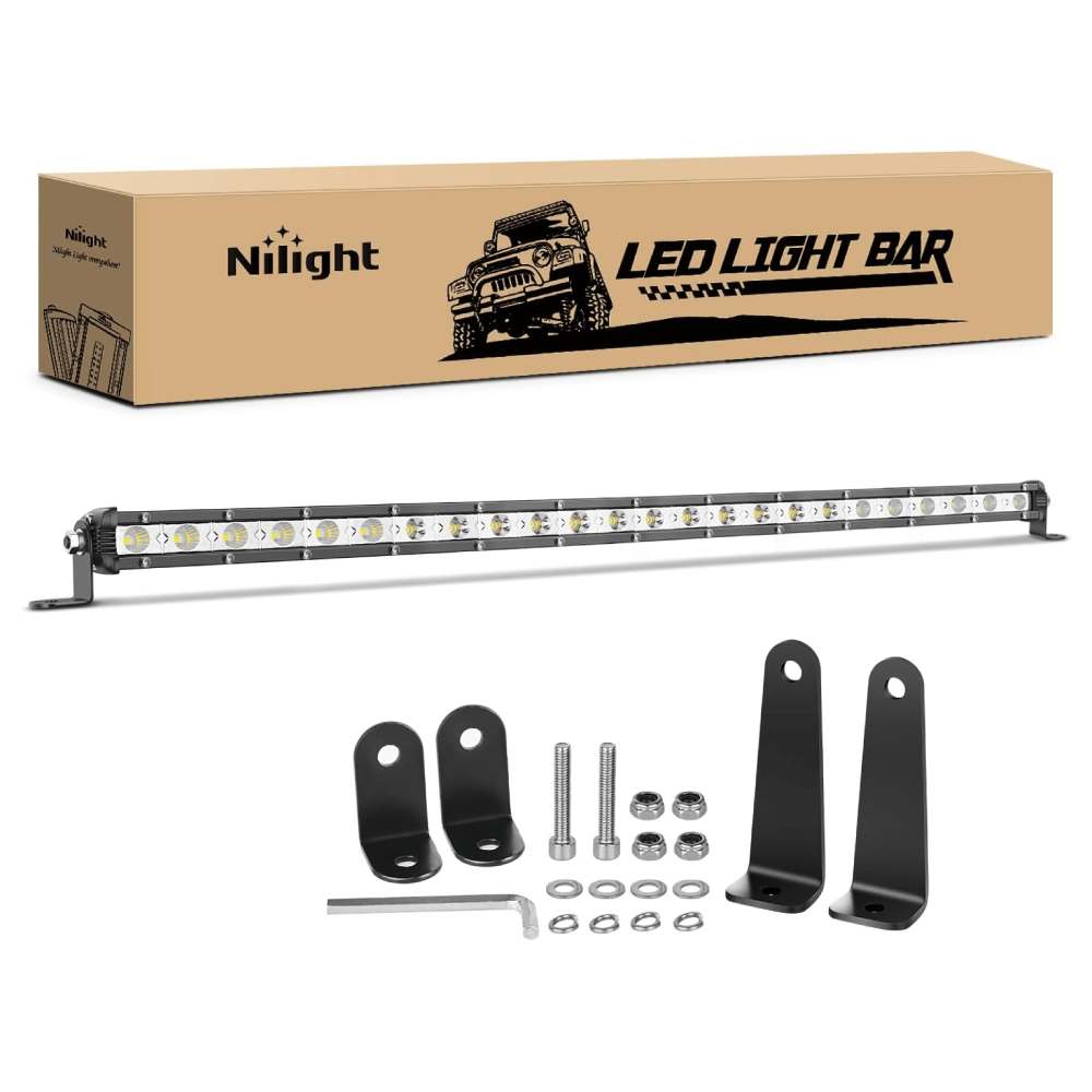 25" 72W 24LED Single Row Ultra-Slim Spot Flood Combo LED Light Bars Nilight