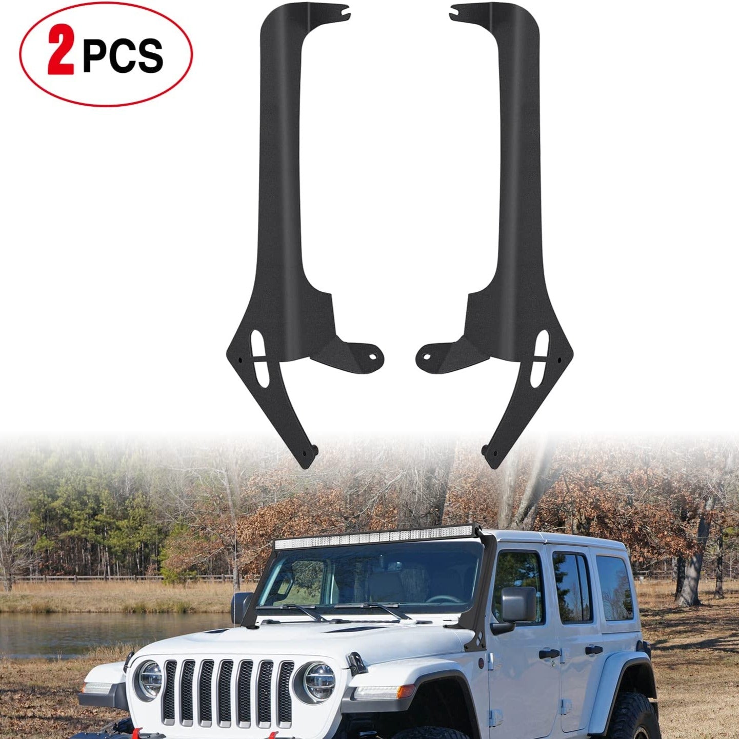 52" Light Bar Windshield Frame Mounts for Jeep Wrangler JL/JLU Unlimited 2018-2024 Nilight