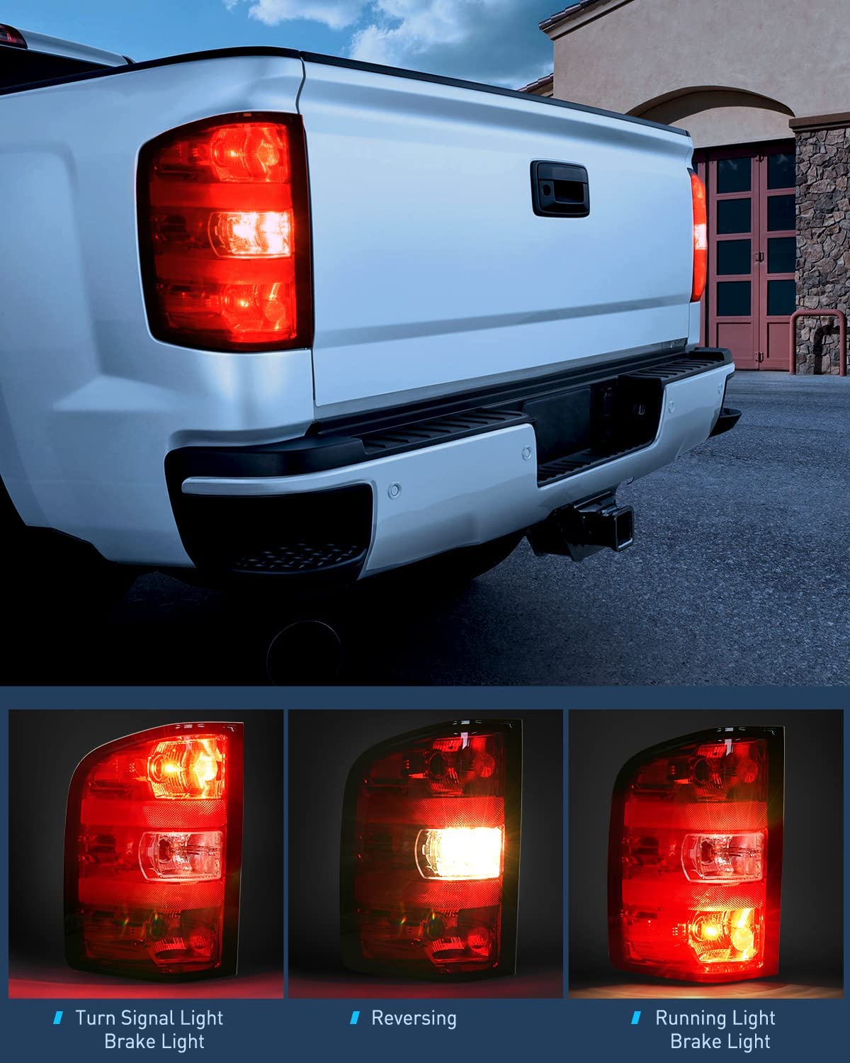 2007-2014 Chevy Silverado 1500 2500HD 3500HD 2007-2013 GMC Sierra 3500HD  Taillight Assembly Rear Lamp w/Bulbs and Harness Driver Side