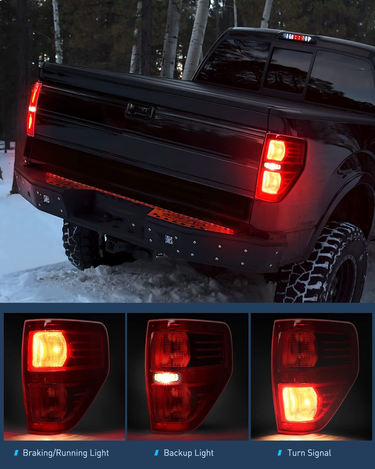 2009-2014 Ford F150 Taillight Assembly Rear Lamp Replacement OE Style Red  Housing Passenger Side